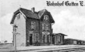Dworzec w Nowych Gutach - widok od strony peronu. Pocztówka sprzed II wojny światowej.