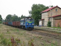 10.08.2010, godz. 15:49, stacja Stare Juchy. ST44-1225 z poc. TMZSc 555779 rel. Ełk Tow.  - Terespol Pomorski