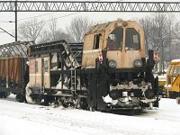 19.02.2010, stacja Ełk. ST44-1225 z maszyną odśnieżną PSE-53 z Iławy podczas trzeciego i ostatniego dnia pobytu w Ełku i okolicach 