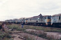 20.09.1993, lokomotywownia Korsze. Lokomotywy ST44: 149, 714, 177, 391, 664 i 329