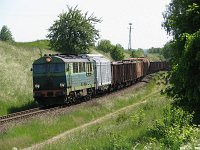 31.05.2008,  przed stacją Stare Juchy. SU46-004 z pociągiem TNGSc 1599 Białystok - Zajączkowo Tczewskie