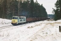 06.12.2002, przed stacją w Starych Juchach, km 119,3, SU45-162 z poc. TKMS 763 Ełk - Giżycko