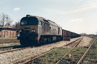 03.05.1997, Giżycko, ST44-199 z pociągiem TLGS 15771 Białystok - Zajączkowo Tczewskie w oczekiwaniu na krzyżowanie z pociągiem pospiesznym Gdynia - Kuźnica Białostocka