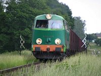 07.06.2007, Stare Juchy, przed stacją kolejową, SU46-078 z poc. TNGSc 1599 Białystok - Zajączkowo Tczewskie